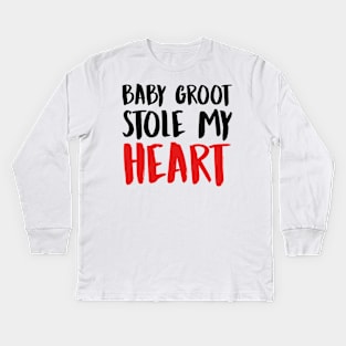 STOLE MY HEART (Black) Kids Long Sleeve T-Shirt